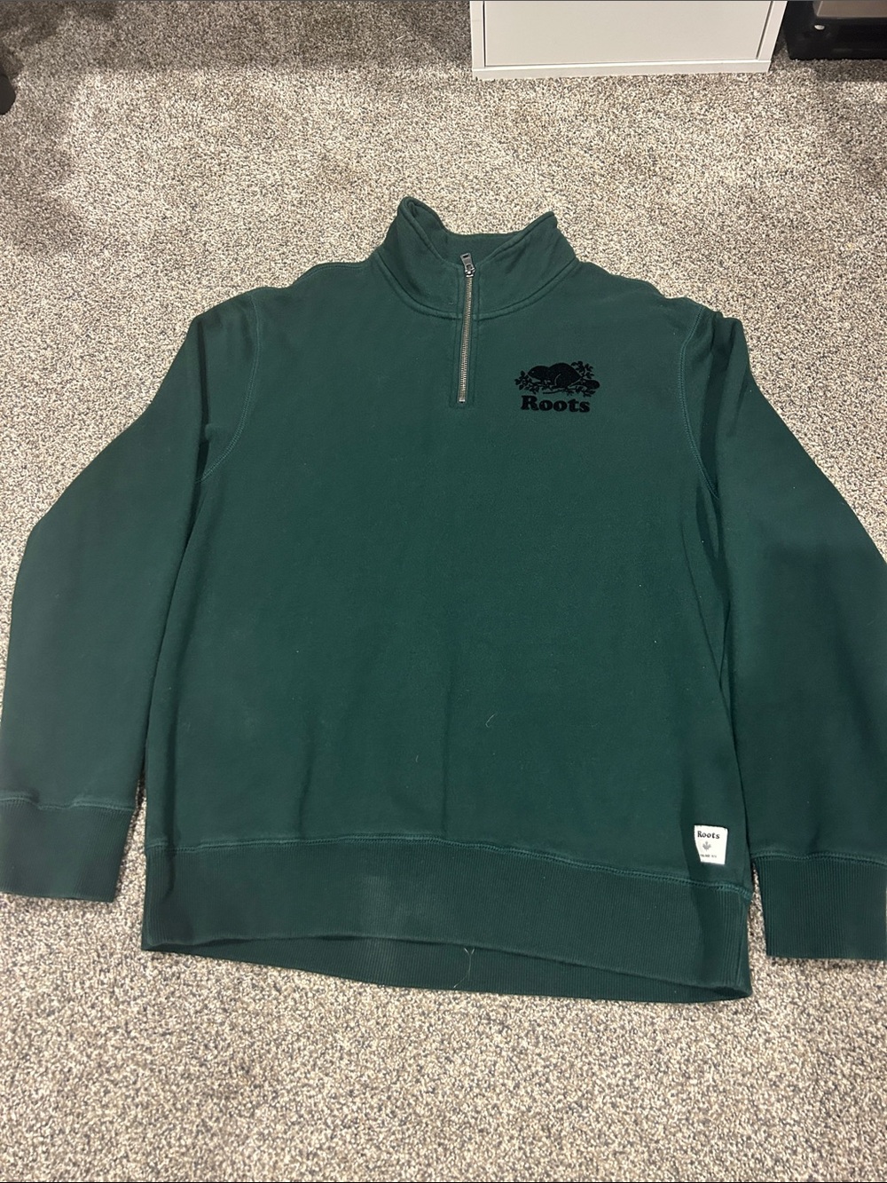 Roots Men's Dark Green Half-Zip Sweatshirt
